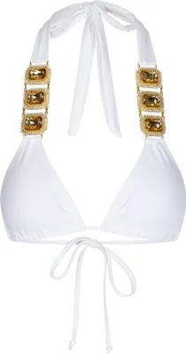 Produktbild von Moda Minx Bikinioberteil Boujee Triangel Top mit stilvollem Steinbesatz White XS