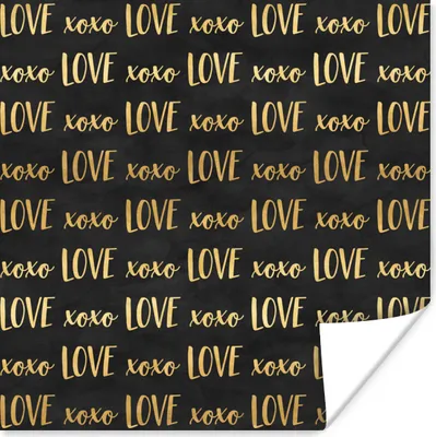 Produktbild von MuchoWow® Poster Muster - Liebe - Gold - Schwarz 100x100 cm - Babyzimmer
