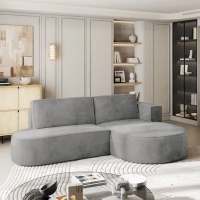 Produktbild von Masseno Ecksofa CORTIO M R-S mit Schlaffunktion L-Form, Sofa mit Bettkasten, Wohnzimmersofa, Couch, Soffa, Bettsofa, Couchgarnitur- Grau, MONOLITH 85