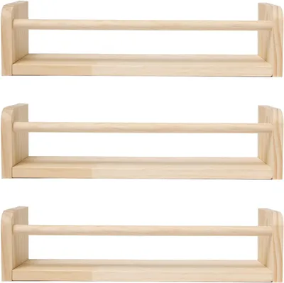 Obrázok produktu pre Nástenné police 40 cm, 3-dielne, masívne drevo, do detskej izby
