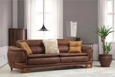 Produktbild von Luxus Dreibettsofa Dreisitzer Sofa 3 Sitzer Sofas Design Wohnzimmer Kunstleder