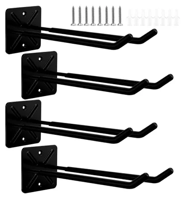 Produktbild von Schwerlast Garagenhaken, 4 Stück Wandhalterung, 31 cm Doppelhaken, Wandhaken Schwarz, Werkzeughalter für Reifen und Gartengeräte, Tragkraft bis 45 kg