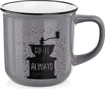 Image de Tasse en céramique pour café, thé, tisanes et autres boissons, grise, 370 ml