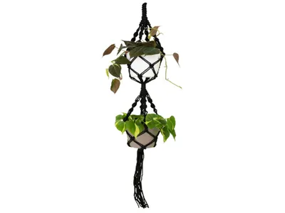 Produktbild von Macramé Doppelknoten Schwarz Spirale 120 Cm