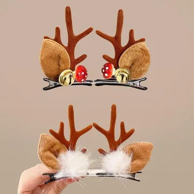 Produktbild von Braune Rentierhaar-Haarstecker für Weihnachtspartys