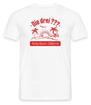 Produktbild von Spreadshirt Die Drei Fragezeichen Rocky Beach California Männer T-Shirt, M, Weiß