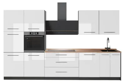 Produktbild von Küchenzeile Vicco Fame-Line Weiß Hochglanz/Anthrazit 340 cm, AP Eiche, Model 64577