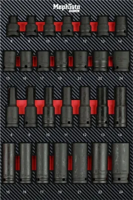 Produktbild von Mephisto ProLine Werkzeug Schlagschrauber Nuss- Set in Carbon Look Soft Inlay