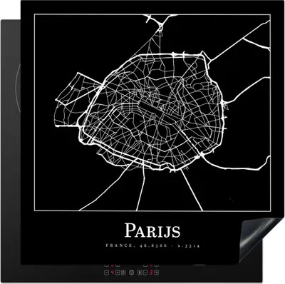 Produktbild von KitchenYeah© Herdabdeckplatte Paris - Karte - Stadtplan , 78x78cm, Küche Deko, Glaskeramikkochfeld Herdabdeckung, Abdeckplatte fùr Kochfeld