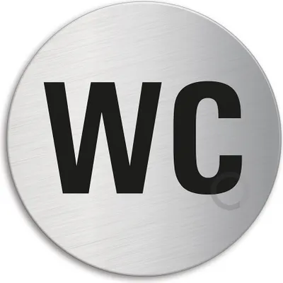 Produktbild von Schild Türschild WC Text | Edelstahl selbstklebend Ø 60 mm