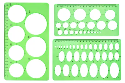 Obrázok produktu pre 3 kusy plastových pravítok, šablóna na meranie, geometrické vzory na kreslenie, šablóna s pravítkom, metrické meranie, pravítka na kreslenie, technické kreslenie, kreslenie, architektúra, škola, kancelárske potreby (zelená)