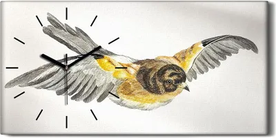 Produktbild von Wandkunst Leinwand Bild Uhr Geräuschlos 60x30 Zeichnung Tier Vogel Kunst - schwarze Hände