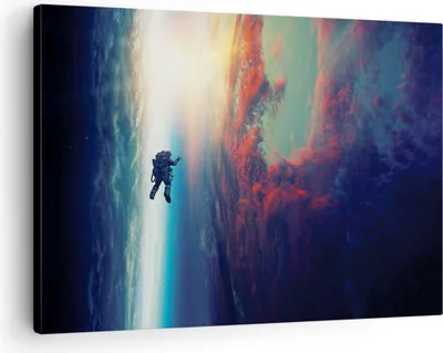 Produktbild von Bild auf Leinwand - Leinwandbild - Einteilig - Kosmos Astronaut Planet - 70x50cm - Wand Bild - Wanddeko - Wandbilder - Leinwanddruck - Bilder - Wanddekoration - Leinwand bilder - AA70x50-5049