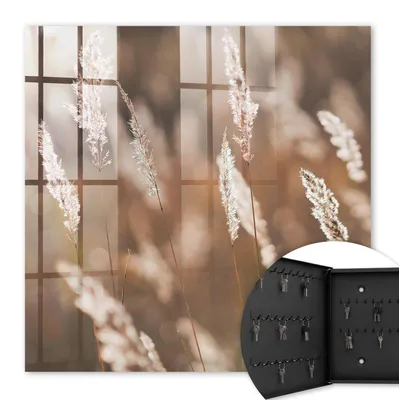 Produktbild von Metall Schlüsselkasten 30 x 30 cm - schwarzer Schlüsselschrank zur Wandmontage - wandhängende Schlüsselbox mit Tür - nach links öffnend - Schlüsselaufbewahrung für Flur - Büro - Arbeitszimmer - Werkstatt - Garage - Gräser auf der Wiese
