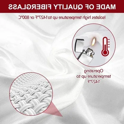 Sichere Branddecke für Zuhause und Küche - 1m x 1m flammhemmende Decke, feuerfest, Glasfaser Branddecke für Grill, Camping