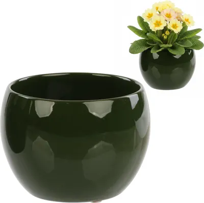 Produktbild von Blumentopf-Keramik-Kugel, grüne Kugel, Glänz, Glatt, Ø 10 cm, H 9 cm, handglasiert, Pflanzenabdeckung, Heimdekoration, Dekoration, stilvoll, modern,Ohne Wasserablauf