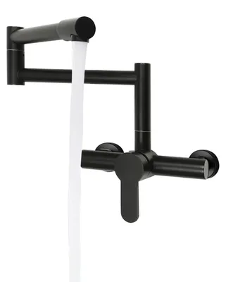 Obrázek produktu pro Kuchyňská baterie - nástěnná montáž, jednopáková, otočná o 360°, mosaz, černá, velikost L