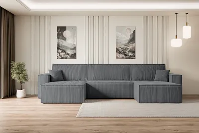 Produktbild von ALTDECOR Ecksofa mit Schlaffunktion und Bettkasten Corner Sofa Eckcouch Couch U-Form universal, links/rechts Schlafcouch Ausziehbar Wohnlandschaft Schlafsofa CELTIC-XLU - 377x143x83cm Dunkelgrau