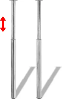 Immagine prodotto di AIORBER 2 x gamba telescopica per tavolo, regolabile in altezza, 70-110 cm, gamba di supporto, gamba per tavolo, ferro, per banco da lavoro, scrivania, tavolo da pranzo, cromo
