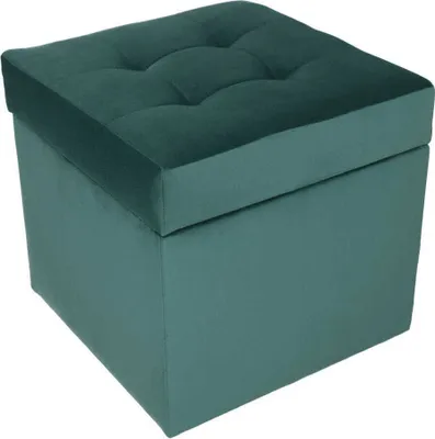 Obrázek produktu pro mg designová čalouněná stolička, 45x45 cm, barva moře - měkký sedák, skládací s úložným prostorem (50 l) vydrží zatížení až 100 kg