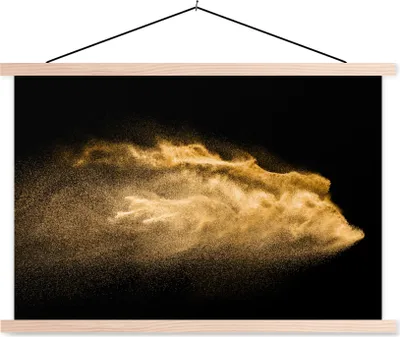 Produktbild von MuchoWow® Textilposter Sand - Gold - Schwarz - Luxus - Kunst 60x40 cm mit holzfarbenen Rahmen - Bilder