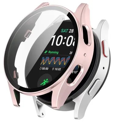 Produktbild von Für Samsung Galaxy Watch 7 40mm Kunststoff PC Smart Watch Hülle + Schutz Hart Glas Rose Gold