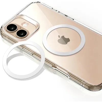 2 Metall-Ringaufkleber für MagSafe, weiß, kompatibel mit Handyhüllen
