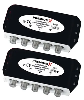 Produktbild von 2x PremiumX PXD-41 DiSEqC Schalter 4/1 Umschalter Switch Satellitenweiche SAT Verteiler Splitter
