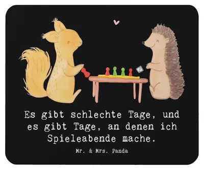 Produktbild von Mr. & Mrs. Panda Mauspad Eichhörnchen Gesellschaftsspiele - Schwarz - Geschenk, Mouse Pad, pc mousepad, computer, Spieleabend, mousematte, Spielen