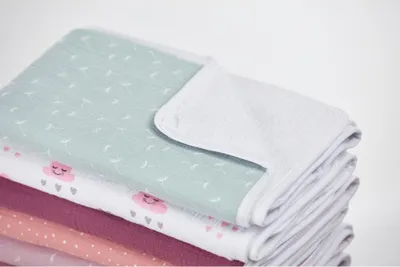 Produktbild von KraftKids Wickelunterlage Musselin blau 3 Lagen wasserundurchlässig weich Frotte 100% Baumwolle