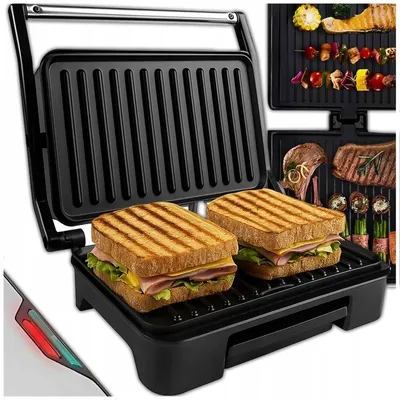 Produktbild von Kontaktgrill 1000W Panini Grill Toaster Klappbar 180° Elektrischer Sandwichmaker Mit Antihaftbeschichtung