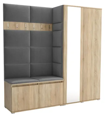 Produktbild von Garderobe LUTON 4 SONOMA 33– Farbe: Sonomaholz, moderner Schrank 40x190x186 cm, funktionale Lösung für den Flur, Garderobeschrank, Flurmöbel