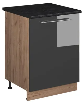 Imagen del producto de Mueble bajo de cocina Vicco Fame-Line Antracita alto brillo/Roble dorado 60 cm 1 puerta con encimera, Model 65186