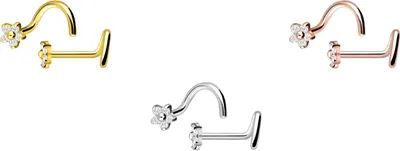 Produktbild von Nasenpiercing, Nasenstecker Chirurgenstahl Nasenstecker Spirale KRISTALLBLUME