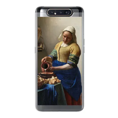 Produktbild von MuchoWow® Handyhülle Schutzhülle Hülle für Samsung Galaxy A80 Das Milchmädchen - Gemälde von Johannes Vermeer Silikon Softcase Handy Hülle - Schutzdeckel