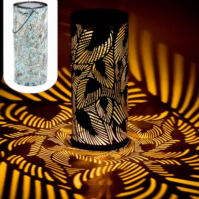 Produktbild von Vintage Solarlaterne Solar Laterne Windlicht Lampe Outdoor Hoja Grün