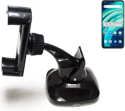 Produktbild von K-S-Trade kompakte Handy-Halterung Windschutzscheibe kompatibel mit UMIDIGI A9 Pro Armaturenbrett schwarz Autohalterung KFZ Halter Scheiben-Halterung