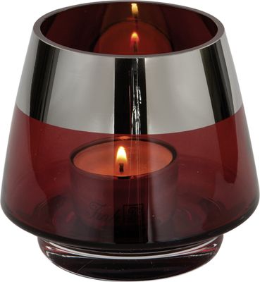 Fink Teelichthalter Jona rot Glas Höhe 9 cm