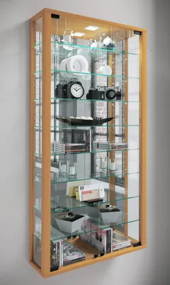 Produktbild von VCM Wandvitrine Hängevitrine Glasvitrine Vitrine Glas Vitrosa Maxi Spiegel Buche