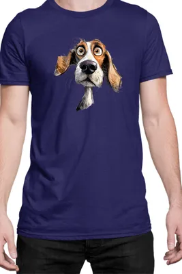 Immagine prodotto di Maglietta da uomo Funny Dogs Breeds Beagle Dog Breed 020, Man S , Bleu foncé