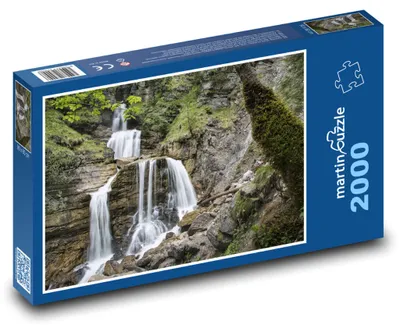 Produktbild von Puzzle 2000 Wasserfall im Waldtal - martinpuzzle