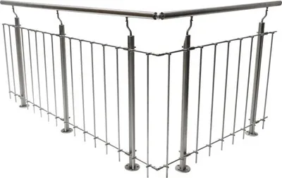 Produktbild von Pertura Geländer-Komplettset Vesta L-Form Edelstahl mit Rundstäben für Bodenmontage B: 3 m