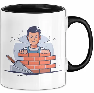 Produktbild von Maurer Tasse Geschenk Lustige Geschenkidee Spruch Für Ziegelbauer (Schwarz)
