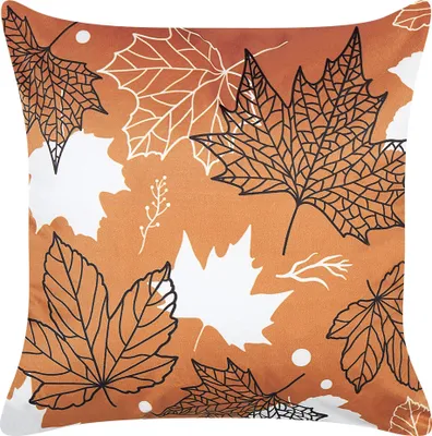 Zdjęcie produktu dla BELIANI Poduszka dekoracyjna pomarańczowa welurowa 45 x 45 cm wzór w liście dodatek boho