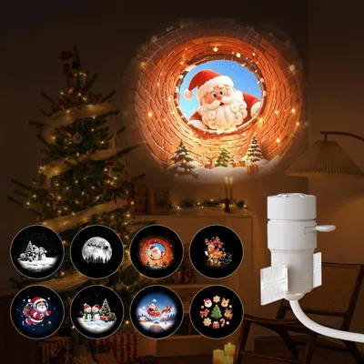 Produktbild von ZELURXX Weihnachtsprojektor Kinder, 8 Weihnachtsmotive, 360° drehbar, USB, Touch-Dimmer, Timer, Weihnachtsdekoration