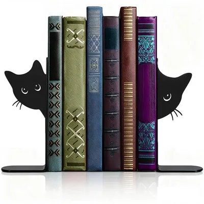 Produktbild von Famanu Bücherstützen Set – Metall, schwarz, 18 x 15 x 4 cm