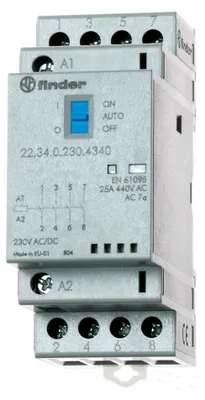 Zdjęcie produktu dla Stycznik instalacyjny serii 22, 25 A 22.34.0.024.4340 4 zestyki zwierne (30/110/220 V) 25/5/1 A (22.34.0.024.4340)