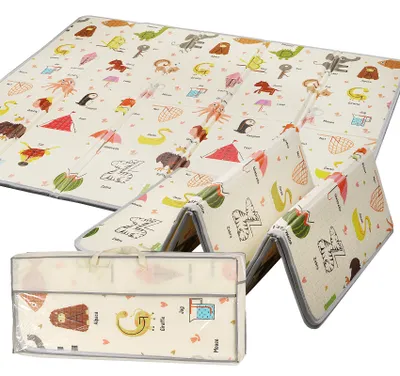 Produktbild von Spielmatte Baby Faltbar, Krabbelmatte Baby 180x200x1.5cm, Wasserdichte Und Rutschfeste Baby Krabbelmatte, Baby Spielmatte Mit Doppelseitigem Muster