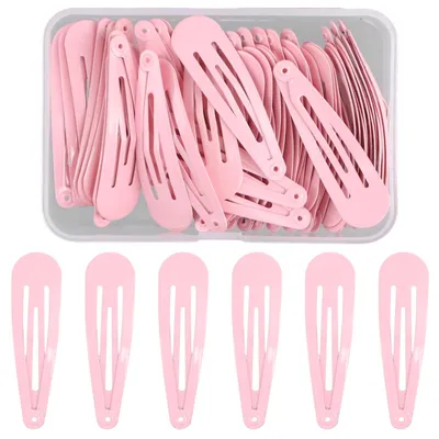 Produktbild von 50 schwarze Haarspangen, 5 cm Haarspangen für Mädchen, Kinderhaarspangen, Haarspangen aus Metall, Haaraccessoires, Haarspangen für Mädchen, Kinder und Frauen (rosa)