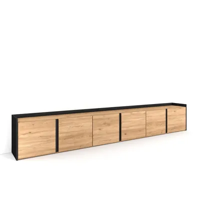 Immagine prodotto di Mobile TV Soggiorno, 309x50x35 cm, Per TV fino a 80", Mobile Soggiorno, Rovere e nero